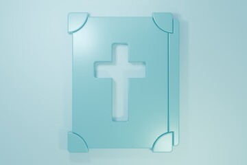 Obraz premium Blue Holy bible book icon isolated on blue background. Minimalism concept. 3D render illustration