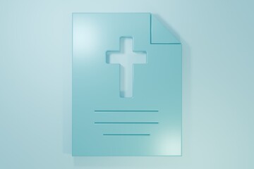 Obraz premium Blue Greeting card with Happy Easter icon isolated on blue background. Celebration poster template for invitation or greeting card. Minimalism concept. 3D render illustration