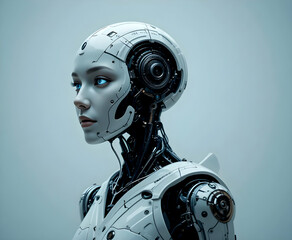 Experience the future with this stunning AI robot woman. Ideal for technology, innovation, and digital transformation projects. Captivating and forward-thinking design.