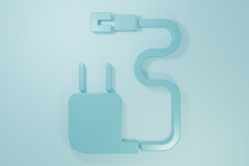 Fototapeta premium Blue Charger icon isolated on blue background. Minimalism concept. 3D render illustration