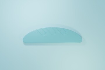 Blue Bread loaf icon isolated on blue background. Minimalism concept. 3D render illustration
