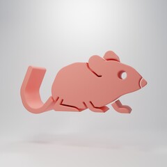 Pink Rat icon isolated on pink background. Mouse sign. Animal symbol. Minimalism concept. 3D render illustration