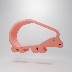 Pink Hedgehog icon isolated on pink background. Animal symbol. Minimalism concept. 3D render illustration