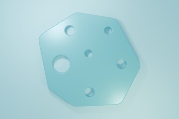 Blue Asteroid icon isolated on blue background. Minimalism concept. 3D render illustration