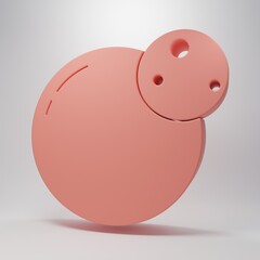 Pink Planet icon isolated on pink background. Minimalism concept. 3D render illustration