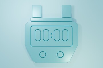 Blue Stopwatch icon isolated on blue background. Time timer sign. Chronometer sign. Minimalism concept. 3D render illustration