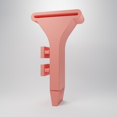 Pink Musical instrument drum and drum sticks icon isolated on pink background. Minimalism concept. 3D render illustration