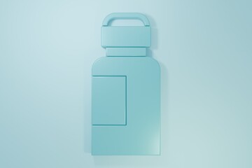 Blue Paint, gouache, jar, dye icon isolated on blue background. Minimalism concept. 3D render illustration
