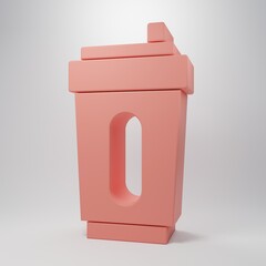 Pink Sport bottle with water icon isolated on pink background. Minimalism concept. 3D render illustration