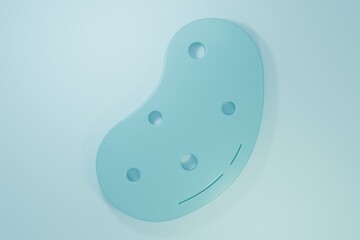 Blue Potato icon isolated on blue background. Minimalism concept. 3D render illustration