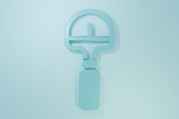 Blue Shovel icon isolated on blue background. Gardening tool. Tool for horticulture, agriculture, farming. Minimalism concept. 3D render illustration