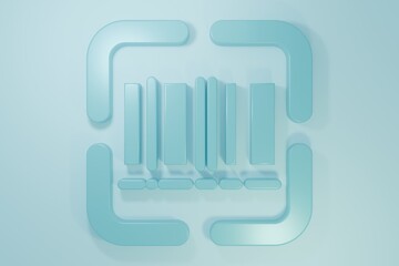 Blue Scanner scanning bar code icon isolated on blue background. Barcode label sticker. Identification for delivery with bars. Minimalism concept. 3D render illustration