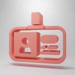 Obraz premium Pink Identification badge icon isolated on pink background. It can be used for presentation, identity of the company, advertising. Minimalism concept. 3D render illustration