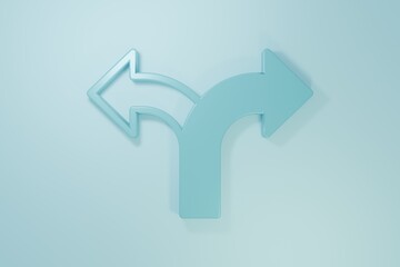 Blue Road traffic sign. Signpost icon isolated on blue background. Pointer symbol. Isolated street information sign. Direction sign. Minimalism concept. 3D render illustration