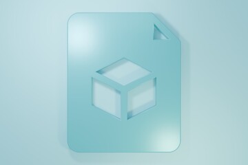 Blue Isometric cube file icon isolated on blue background. Geometric cubes solid icon. 3D square sign. Box symbol. Minimalism concept. 3D render illustration