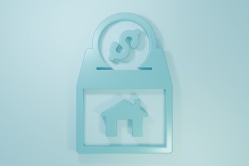 Blue Donation and charity icon isolated on blue background. Donate money and charity concept. Minimalism concept. 3D render illustration