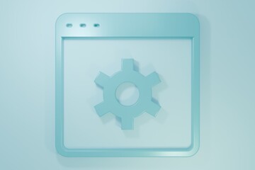 Blue Browser setting icon isolated on blue background. Adjusting, service, maintenance, repair, fixing. Minimalism concept. 3D render illustration