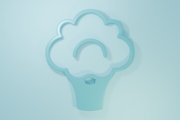 Blue Broccoli icon isolated on blue background. Minimalism concept. 3D render illustration