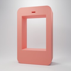Pink Smartphone, mobile phone icon isolated on pink background. Minimalism concept. 3D render illustration