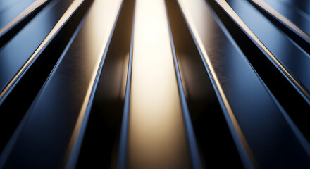 Abstract Close-Up of Metallic Lines with Smooth Surface and Dynamic Lighting Creating an Elegant and Modern Visual Effect