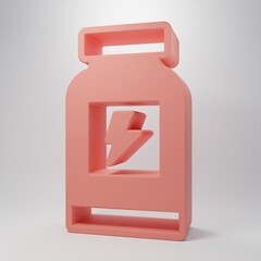 Pink Energy drink icon isolated on pink background. Minimalism concept. 3D render illustration