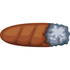 Pixel Art Brown Cigar with Gray Smoke Detail on Transparent Background