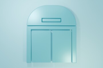 Blue Aircraft hangar icon isolated on blue background. Minimalism concept. 3D render illustration