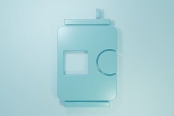 Obraz premium Blue Beer can icon isolated on blue background. Minimalism concept. 3D render illustration