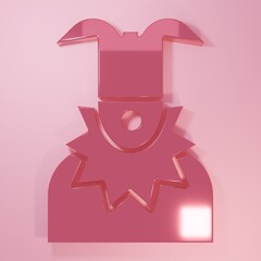 Pink Joker head icon isolated on pink background. Jester sign. Minimalism concept. 3D render illustration