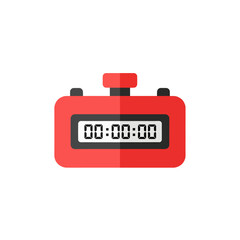 Red Digital Stopwatch Icon - Time Measurement, Timer, Countdown, Isolated