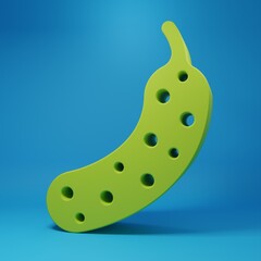 Green Fresh cucumber icon isolated on blue background. Minimalism concept. 3D render illustration