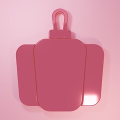 Pink Bell pepper or sweet capsicum icon isolated on pink background. Minimalism concept. 3D render illustration