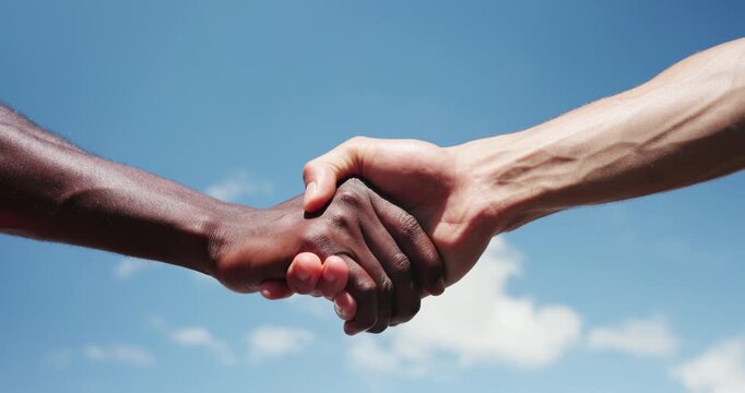 Hands, fist bump and friends outdoor for fitness success, teamwork celebration and bonding together. People, handshake or greeting in city for workout partnership, exercise support or wellness goals.