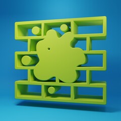 Green Painting the house icon isolated on blue background. Minimalism concept. 3D render illustration