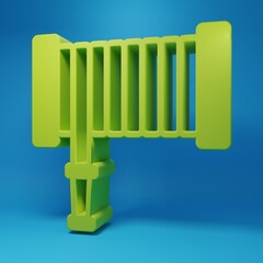 Green Fire hose reel icon isolated on blue background. Minimalism concept. 3D render illustration
