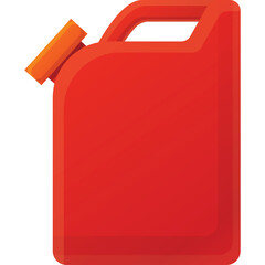 A Red Plastic Gasoline Can With An Orange Cap And Handle Against A White Background