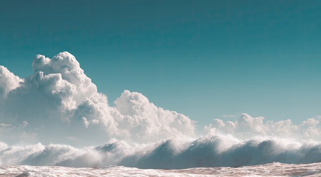 Massive waves crashing, dramatic clouds