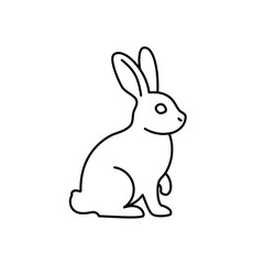 A simple rabbit outline illustration with clean lines and minimal style, capturing the cute animal in an elegant form. Perfect for Easter, nature, pet, wildlife, and minimalist-themed design projects.
