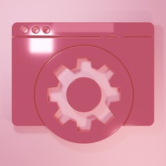 Pink Browser setting icon isolated on pink background. Adjusting, service, maintenance, repair, fixing. Minimalism concept. 3D render illustration