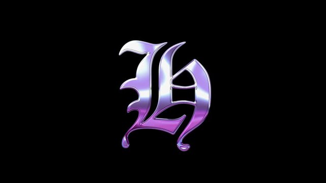 Liquid Chrome Letter H Loop Animation Purple Metallic Style