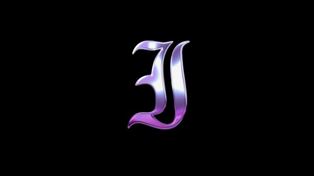Liquid Chrome Letter I Loop Animation Purple Metallic Style