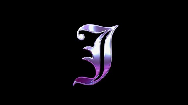 Liquid Chrome Letter J Loop Animation Purple Metallic Style