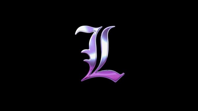Liquid Chrome Letter L Loop Animation Purple Metallic Style