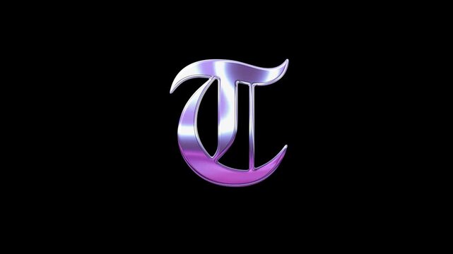 Liquid Chrome Letter T Loop Animation Purple Metallic Style