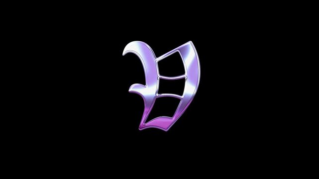 Liquid Chrome Letter V Loop Animation Purple Metallic Style