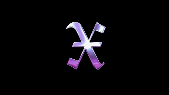 Liquid Chrome Letter X Loop Animation Purple Metallic Style