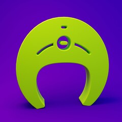 Obraz premium Green Fish steak icon isolated on purple-blue background. Minimalism concept. 3D render illustration