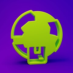 Green Worldwide shipping icon isolated on purple-blue background. Minimalism concept. 3D render illustration