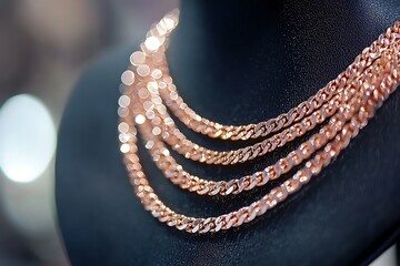 Fototapeta premium Glamorous gold chain necklace for ladies high resolution picture