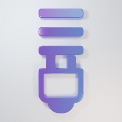 Purple-blue LED light bulb icon isolated on grey background. Economical LED illuminated lightbulb. Save energy lamp. Minimalism concept. 3D render illustration
